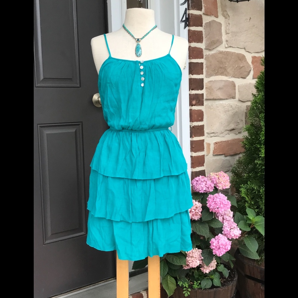 Ruffled Boho Turquoise sassy dress 👗 Lily Rose